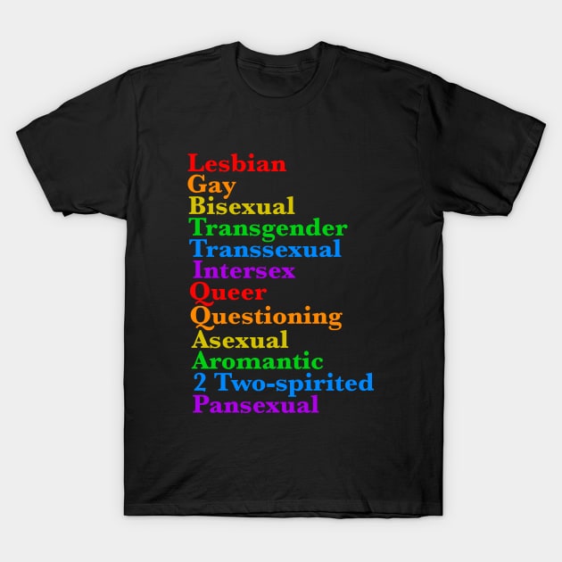 LGBTTIQQAA2P Pride Diversity Rainbow LGBTQ Acronym T-Shirt by epiclovedesigns